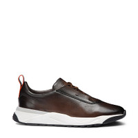 Men's dark brown leather sneaker - Santoni - 1