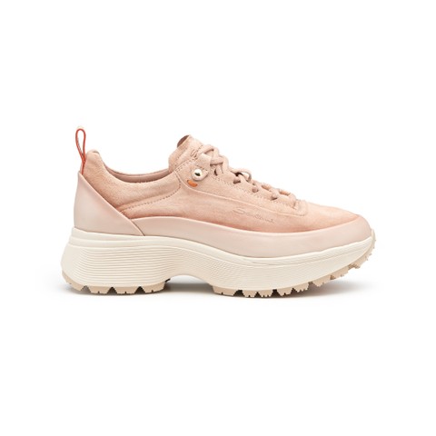 Women's pink suede Easy Bounce Mountain sneaker - Santoni - 1