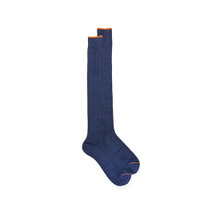 Light blue Filo di Scozia mercerised cotton high socks - Santoni - 1