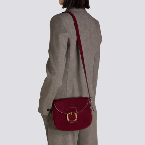 Burgundy suede crossbody bag - Santoni - 2