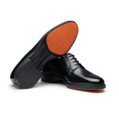 Men's black leather Easy lace-up - Santoni - 3