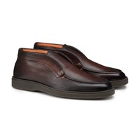 Men's dark brown tumbled leather desert boot - Santoni - 2