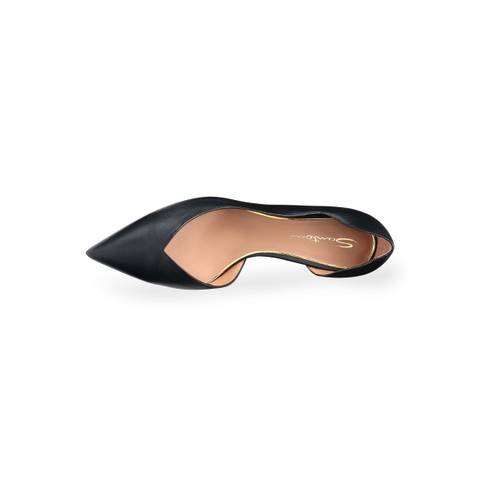 Women's black leather mid-heel pump - Santoni - 4
