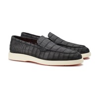 Mocassin en nubuck d&rsquo;alligator noir pour homme - Santoni - 2