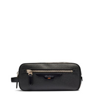 Black tumbled leather beauty case - Santoni - 1