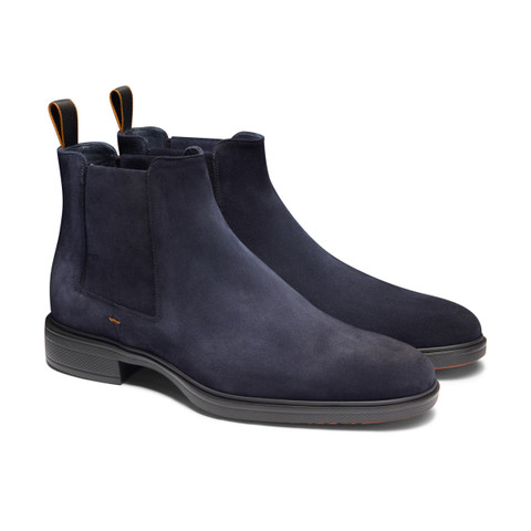 Botines Easy de hombre en ante azul - Santoni - 2