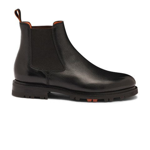 Men's black leather Chelsea boot - Santoni - 1