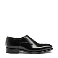 Men's polished black leather Oxford shoe - Santoni - 1