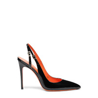 Women's black patent leather high-heel slingback - Santoni - 1