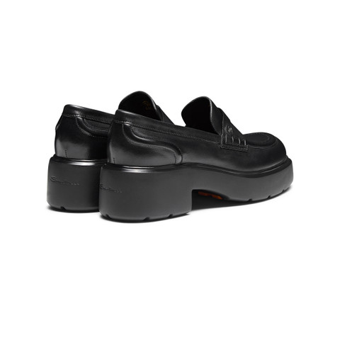 Women's black leather Easy penny loafer - Santoni - 3