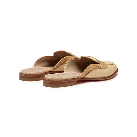 Women's beige leather and fabric mule - Santoni - 3