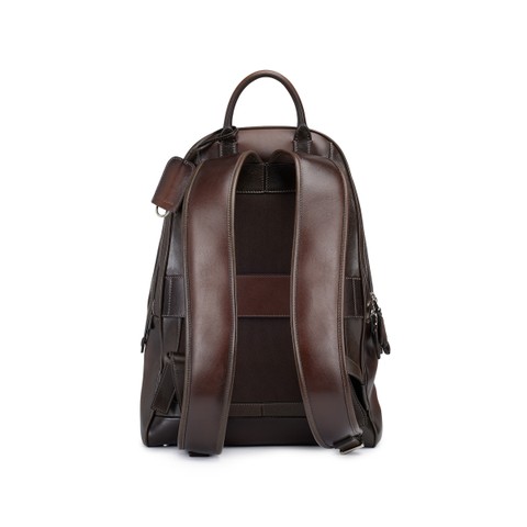 Dark brown leather backpack - Santoni - 4
