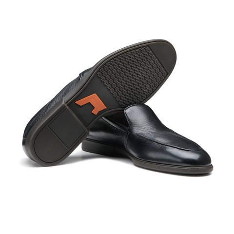 Men's black leather loafer - Santoni - 3