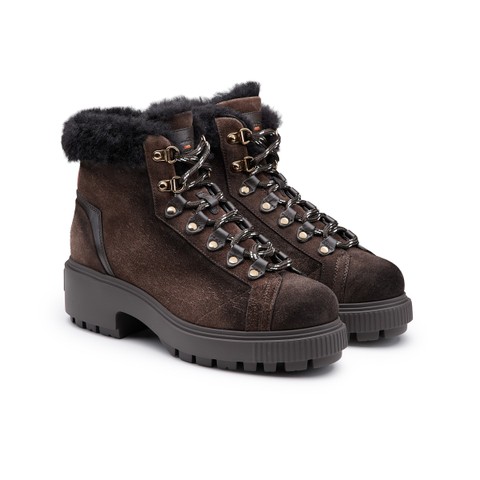Women's dark brown suede hiking boot - Santoni - 2