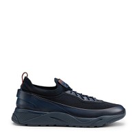 Men's blue leather sneaker - Santoni - 1
