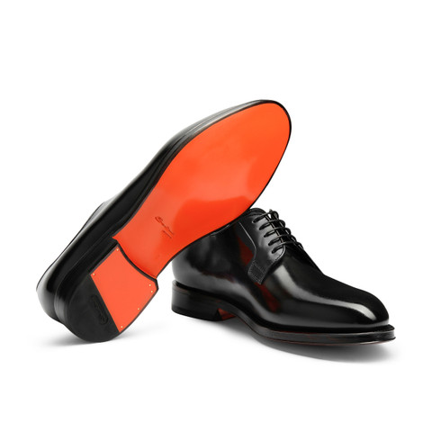 Men&rsquo;s polished black leather Derby shoe - Santoni - 4