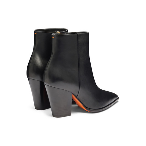 Women's black leather texan ankle boot - Santoni - 4