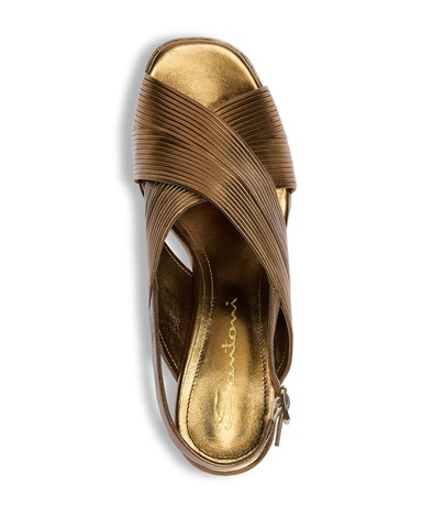 Women's gold leather high-heel sandal - Santoni - 8