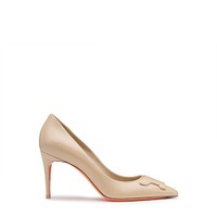 Women's beige leather high-heel Santoni Sibille pump - Santoni - 1