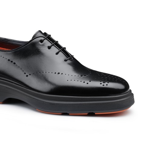 Men's black leather Easy Nova brogue Oxford shoe - Santoni - 5