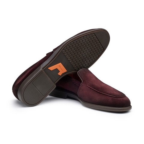 Men's burgundy suede loafer - Santoni - 3