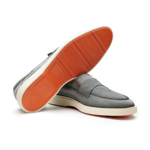 Men's green suede penny loafer - Santoni - 3
