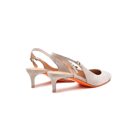 Naturfarbene Slingbacks für Damen aus Wildleder mit mittelhohem Absatz - Santoni - 3