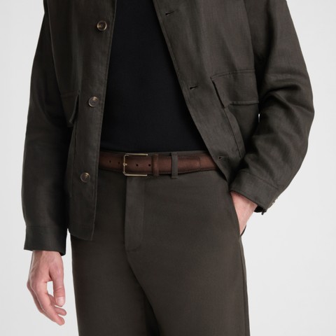 Dark brown suede adjustable belt - Santoni - 2