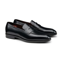 Men's black leather penny loafer - Santoni - 2