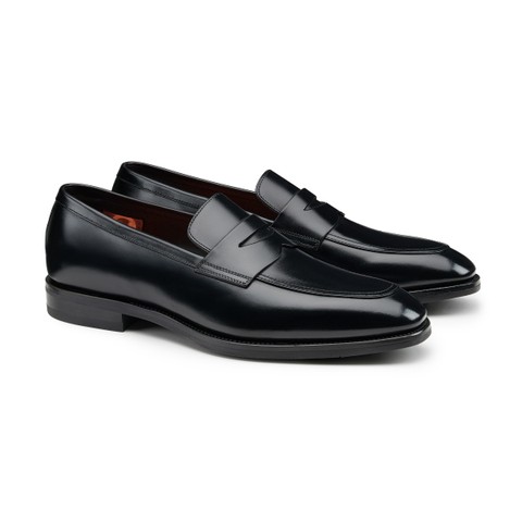 Men's black leather penny loafer - Santoni - 2