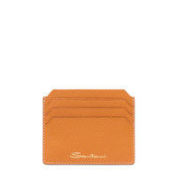 Orange tumbled leather credit card holder - Santoni - 1