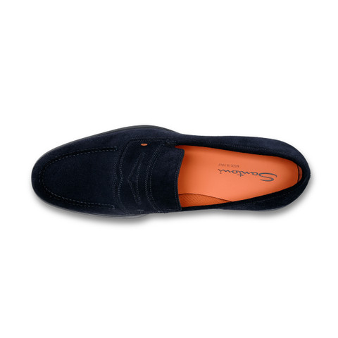 Men's blue suede Easy loafer - Santoni - 5
