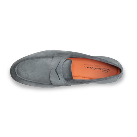 Men's green suede Carlo penny loafer - Santoni - 4