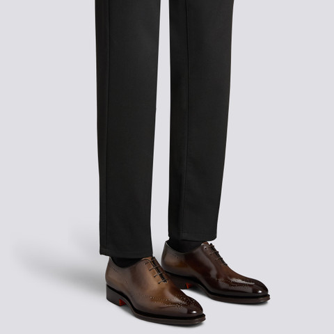 Men's dark brown leather Oxford shoe - Santoni - 2