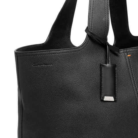 Black tumbled leather shoulder bag - Santoni - 6