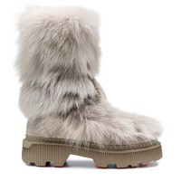 Women's natural leather and fox ankle boot - Santoni - 1