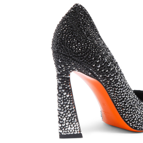 Schwarze Santoni-Pumps Sibille für Damen aus Wildleder mit hohem Absatz und Strass - Santoni - 5
