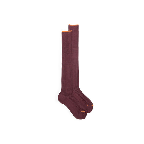 Burgundy Filo di Scozia mercerised cotton high socks - Santoni - 1