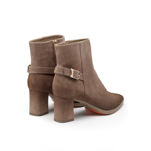 Women's dove grey suede mid-heel ankle boot - Santoni - 3
