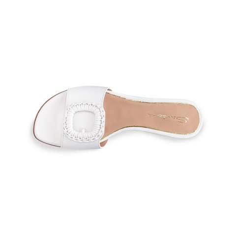 Women's white leather slide sandal - Santoni - 4