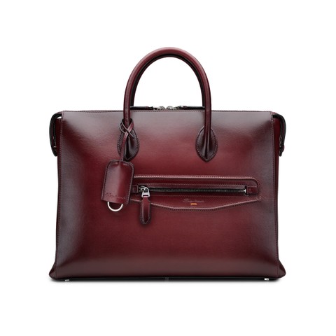 Sac d&rsquo;ordinateur en cuir bordeaux - Santoni - 1