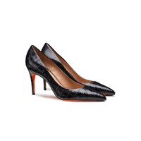 Women's black crocodile leather high-heel pump - Santoni - 2