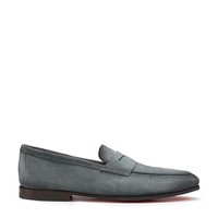 Men's green suede Carlo penny loafer - Santoni - 1