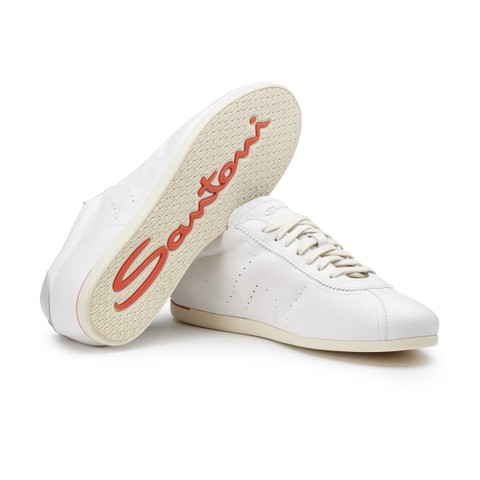 Men's white leather sneaker - Santoni - 3