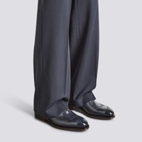 Stringata Oxford brogue da uomo in pelle blu - Santoni - 2