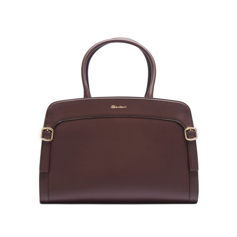 Dark brown leather handbag - Santoni - 1