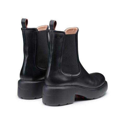 Women's black leather Easy Bubble ankle boot - Santoni - 4