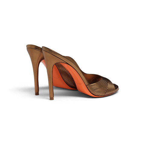 Women's gold leather high-heel sandal - Santoni - 4