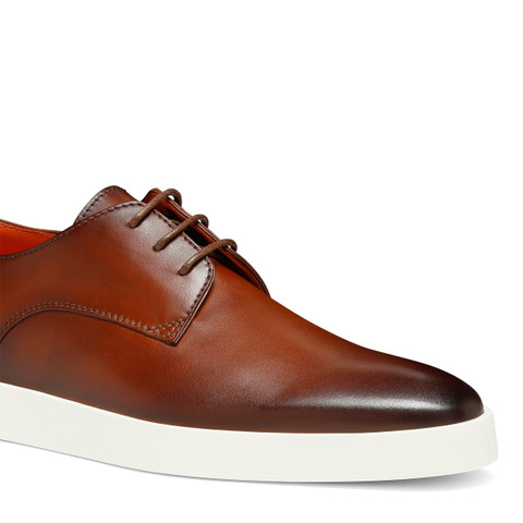 Men's brown leather Derby shoe - Santoni - 5