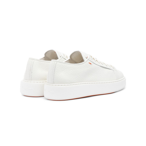 Women's white tumbled leather sneaker - Santoni - 4